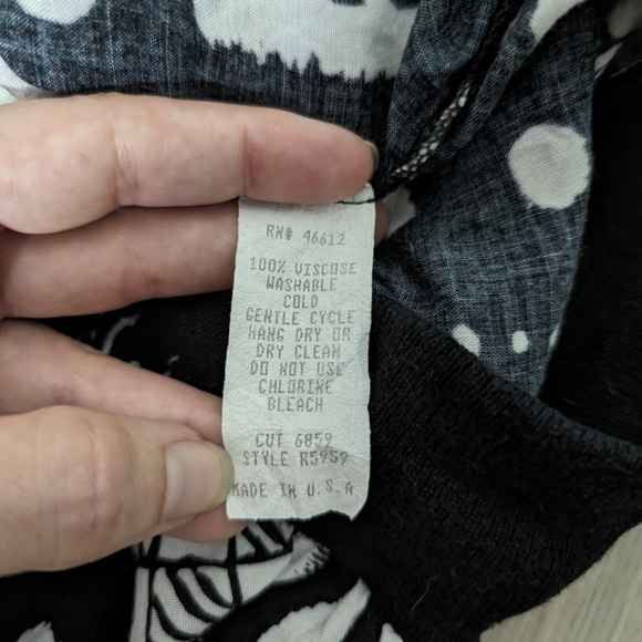 Vintage 1980s Alan Stuart pocketed black n white tee size L geometric pattern - Picture 8 of 9